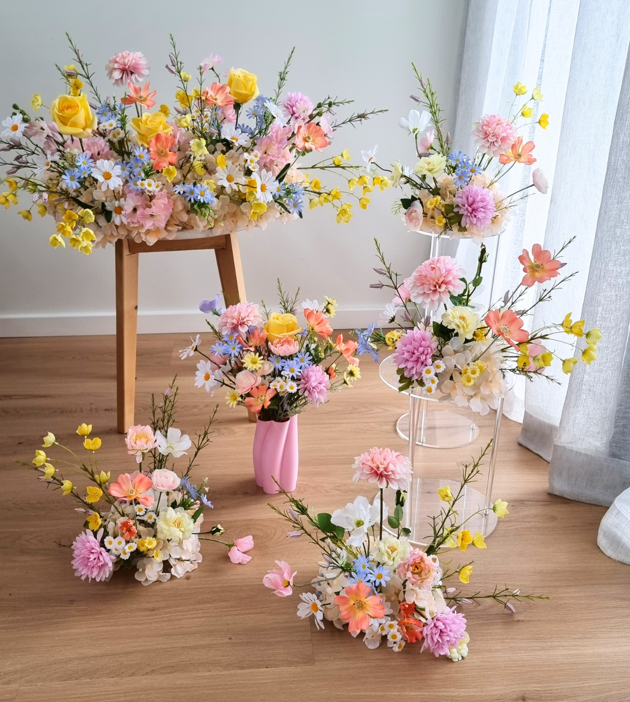 Variety of pastel wildflowers Arrangement