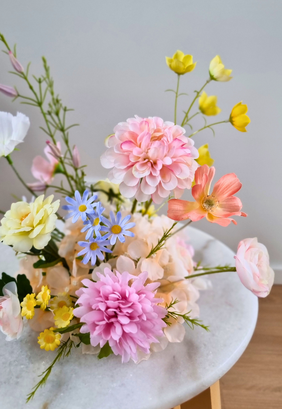 Pastel wildflower silk for Perfect Table Arrangement