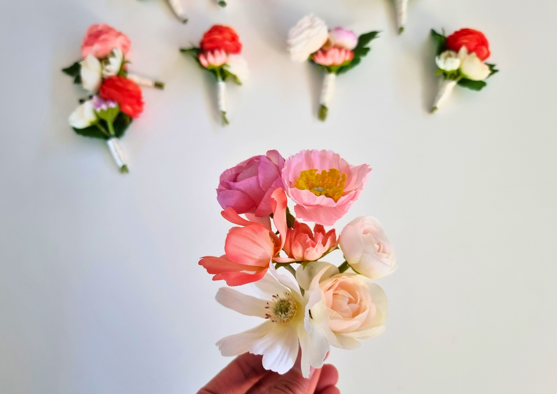 Orange Pink Roses Boutonniere & Corsage
