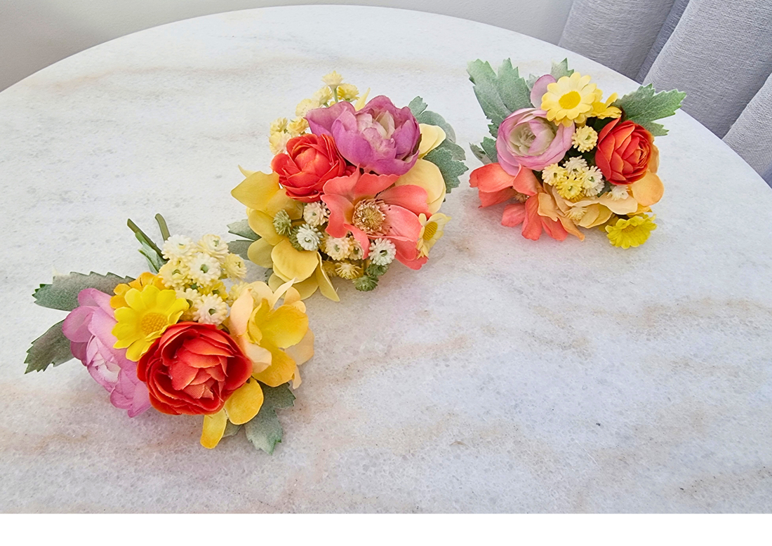 Sunset Colours Boutonniere & Corsage