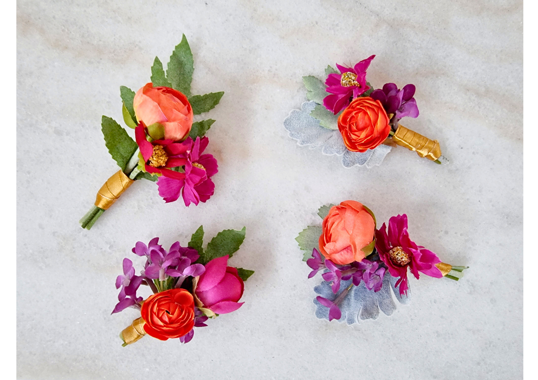 Jewel Tone Boutonniere & Corsage