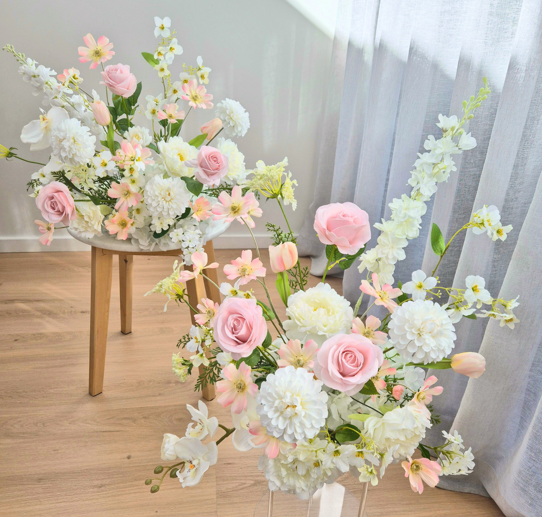 Charleston Arrangement (soft pink & white wildflowers)