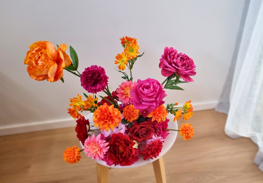 London Arrangement (bright orange, pink, red)