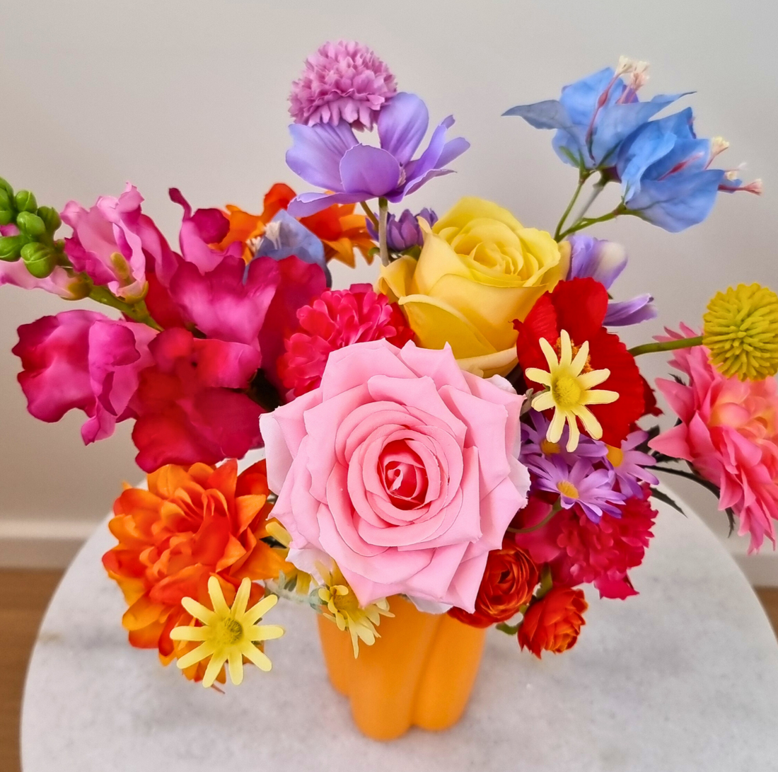 Bright colourful Emily wedding bouquet with roses