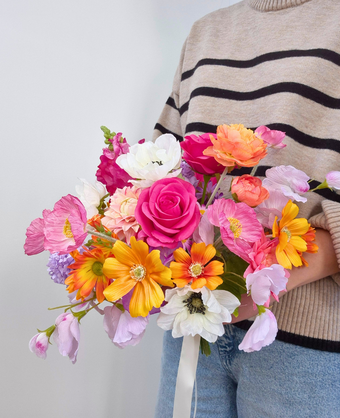 Breanna Bouquet - Anemones, Hot Pink & Orange