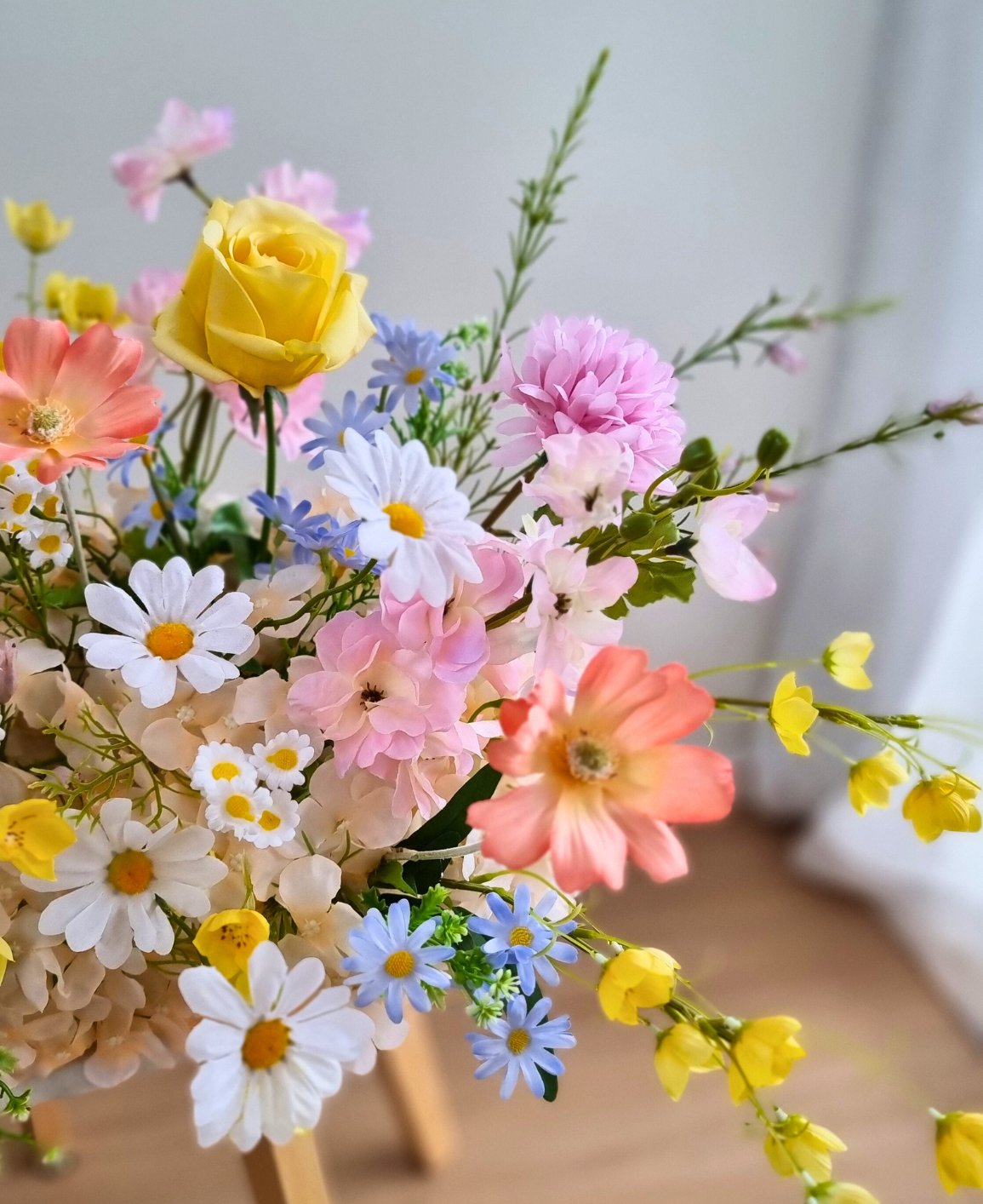 Fiji arrangement yellow pastel wildflowers
