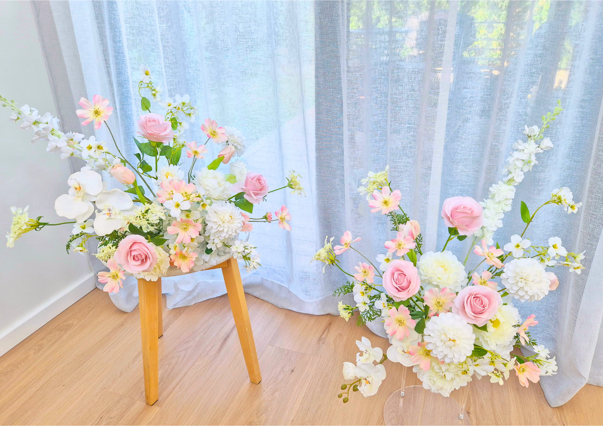 Charleston Arrangement (soft pink & white wildflowers)