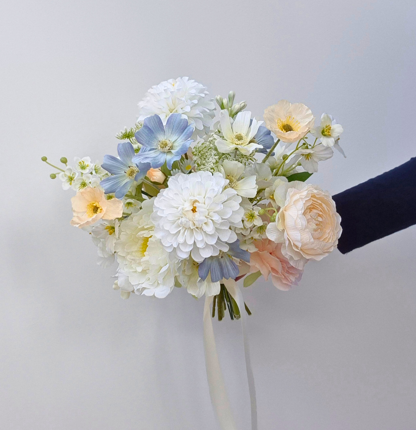 Olivia Bouquet - Peach, White & Blue