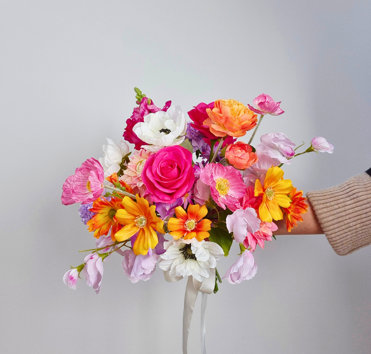 Breanna Bouquet - Anemones, Hot Pink & Orange