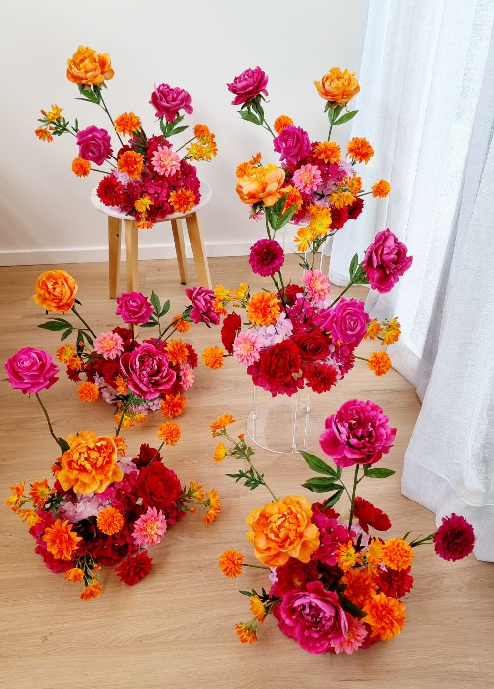 London Arrangement (bright orange, pink, red)